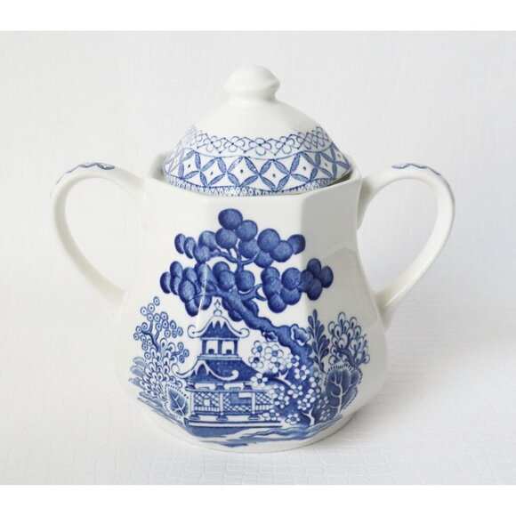 Vintage Meakin J.&G. Royal Staffordshire Willow Ironstone Octagonal Creamer and - Picture 3 of 7